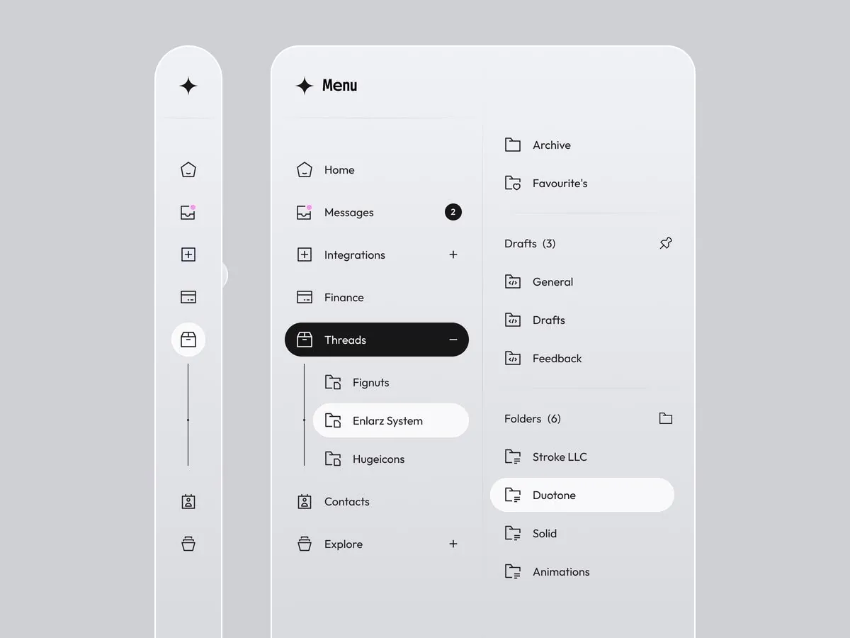 Menu latéral · élément de design